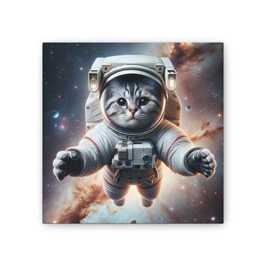 Galactic Gaze: The Astronaut Cat - Canvas Print