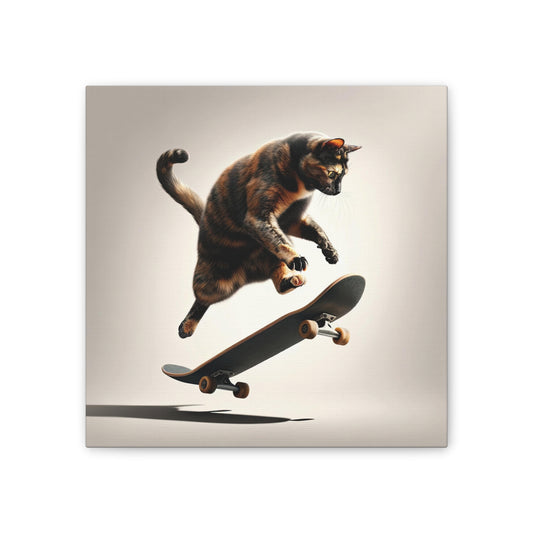 Skateboard Cat Canvas Print