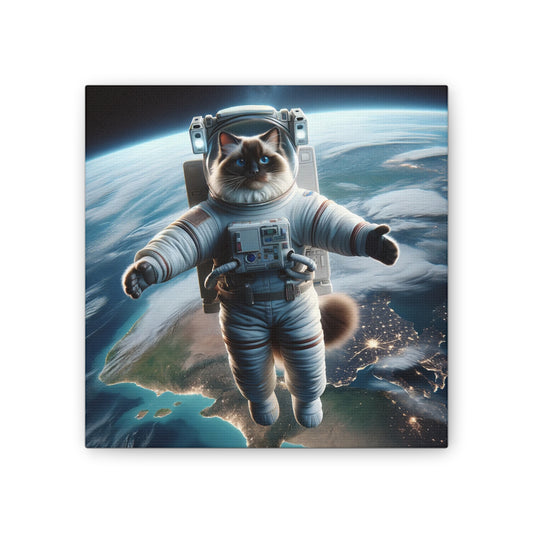 Cosmic Whiskers: The Ragdoll Astronaut - Canvas Print